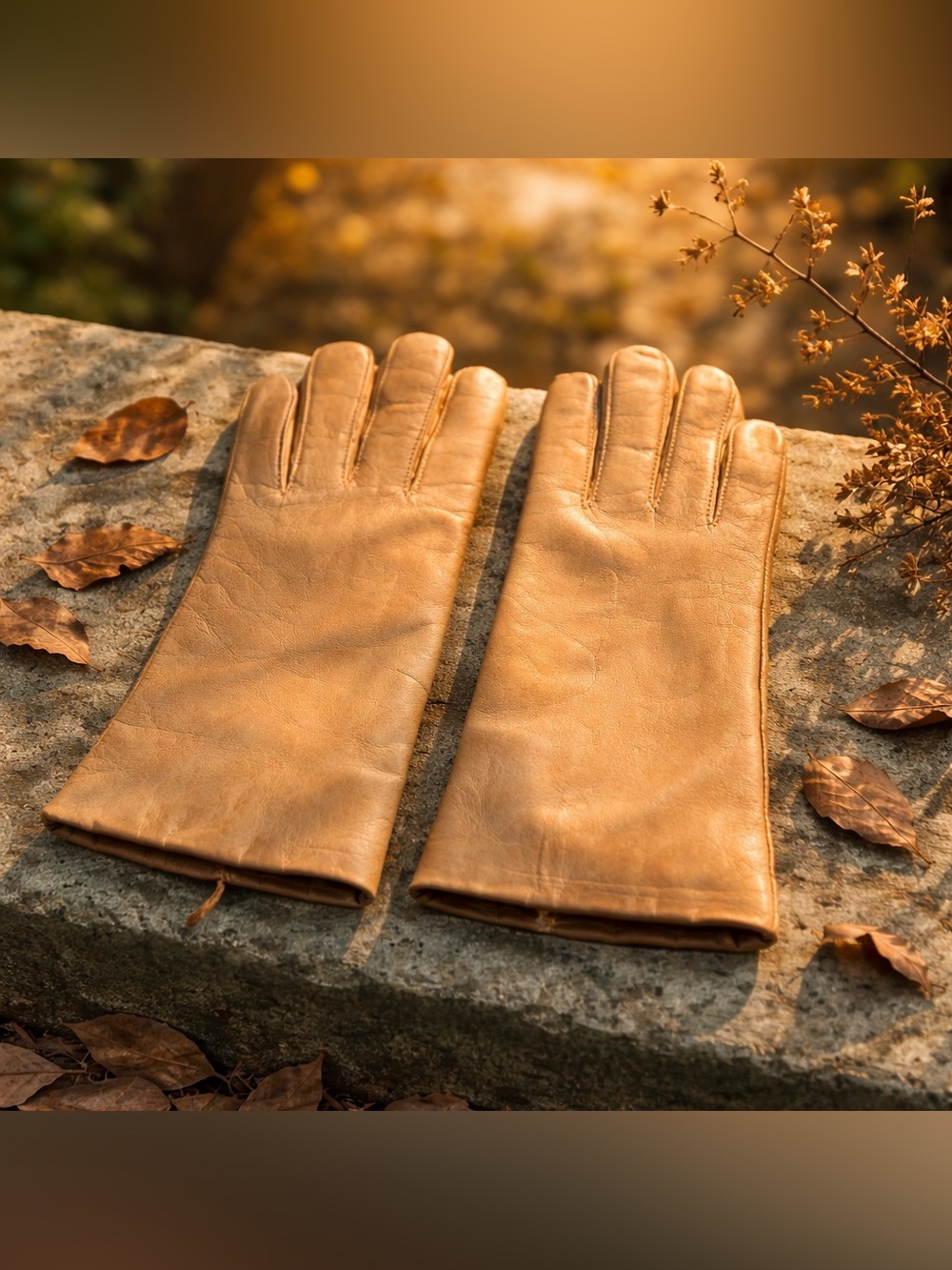 Fownes Women’s Tan Leather Gloves Size Small